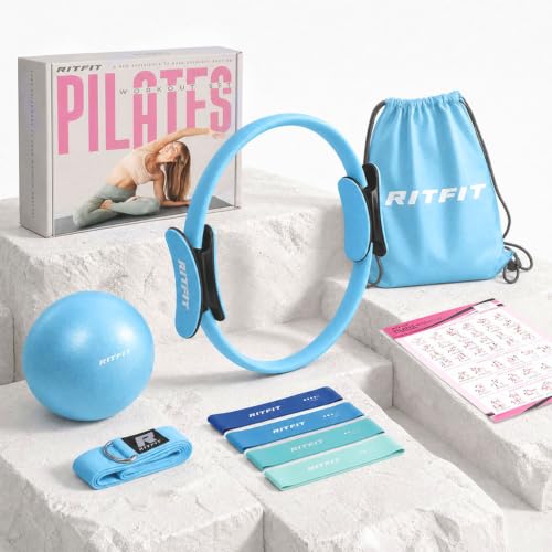 RitFit Pilates Ring 14 Inch Magic Fitness Circle for Inner Thigh Toning - style: Blue Kit