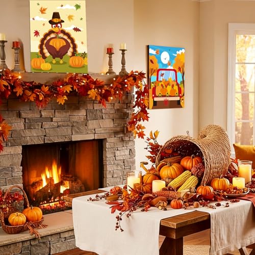 Sherr 12 Pcs Pre Drawn Canvas for Adults,Autumn Harvest,8 x 10 Inch | Pre Printed Canvas, Sip and Paint Party Canvas Painting Kit, for Holiday Painting Crafts Favor - size: 8 x 10 Inch, style: Autumn Harvest
