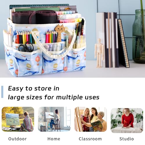 Craft Organizer Tote Bag with Multiple Pockets,Scrapbooking Art Storage | Portable Travel Containers for Caddy,Art and Craft Sewing Bag,Daily Use and Office Supplies Storage.Light Whale - color: Light Whale