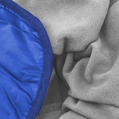 Threadart Waterproof Blanket Outdoor Stadium Blanket | Grey/Royal Blue - color: Grey/Royal Blue