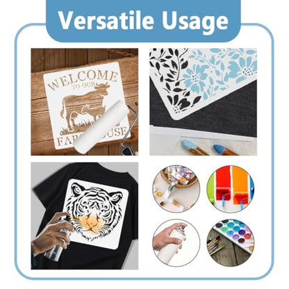 2 Pack School of Fish Ocean Animal Stencils for Painting 11.8 x 11.8 Inch Reusable Plastic Fish Sea Animal Stencils for Painting on Wall Wood Furniture Fabric Canvas, DIY Craft Stencil | 11.8" x 11.8" Plastic Craft Stencils, Fish Wall Stencils, DIY Home D