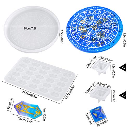 NiArt Rune Divination Resin Mold Kit - Dice, Cards, Compass for DIY Crafts | Premium Silicone Easy-Release Molds for Crafting Glossy Rune Jewelry and Decorations - style: Rune Divination - Sytle B