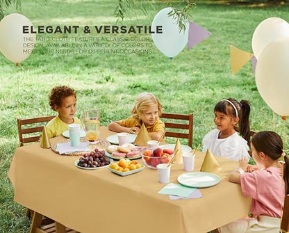 Utopia Kitchen Plastic Table Cloth Disposable (12 Pack - 54x108 Inch) Gold Rectangle Tablecloth Waterproof Stain Resistant Party Table Cover - color: Gold, size: 54X108 Inch - 12PC