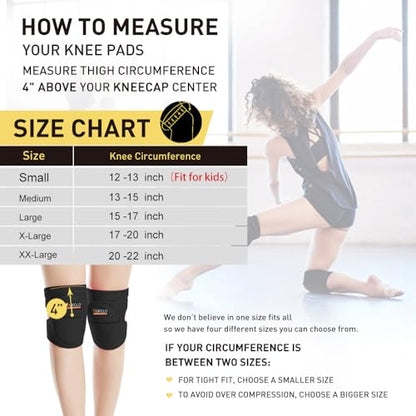 HUEGLO Dance Volleyball Knee Pads for Women Plus Size Soft Cushion,XXL - color: Black, size: XX-Large