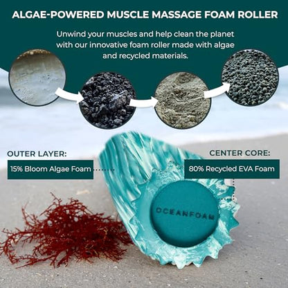 Oceanfoam Ripple Travel Foam Roller (11" x 3.35") Firm Mini Foam Roller for Physical Therapy, Deep Tissue Massage, Back Pain - High Density, Wave Textured - Yoga, Exercise (Jade & Seafoam Marbled) - color: Jade & Seafoam Marbled