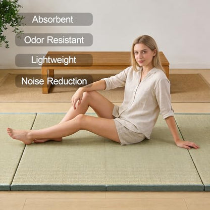 Japanese Tatami Mat, Tatami, Rug, Foldable Mattress, Roll up Rug, Japanese Floor Mattress, Floor Sleeping Japanese Futon Mattress, Meditation Yoga, Zen - size: Green 75×200×3.5cm