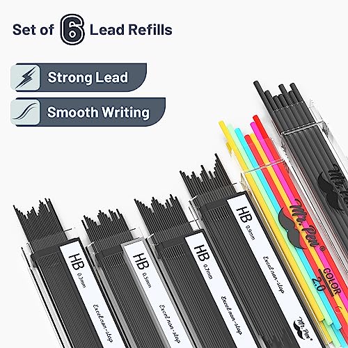 Mr. Pen- Metal Mechanical Pencil Set with Lead and Eraser Refills, 5 Sizes | 0.3, 0.5, 0.7, 0.9, 2mm, Drafting, Sketching, Architecture, Drawing Mechanical Pencils, Metal Mechanical Pencils