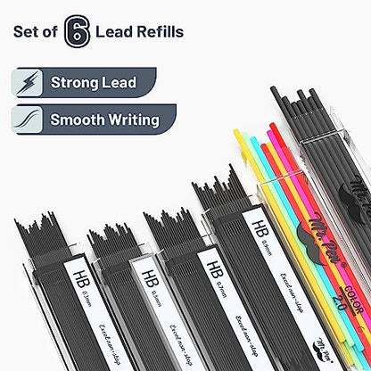 Mr. Pen- Metal Mechanical Pencil Set with Lead and Eraser Refills, 5 Sizes | 0.3, 0.5, 0.7, 0.9, 2mm, Drafting, Sketching, Architecture, Drawing Mechanical Pencils, Metal Mechanical Pencils