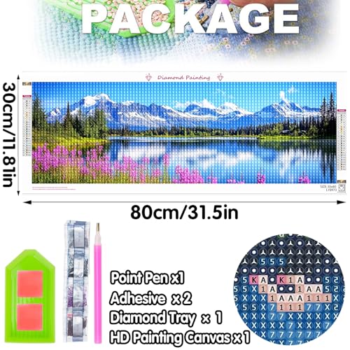 Bimkole Large Diamond Art Kits for Adults Lake, Full Drill 5D DIY Rhinestone Embroidery Set Paint with Diamonds Art Landscape by Number Kits Cross Stitch Home Wall Craft Decoration 31.5x11.81 Inch - color: lake