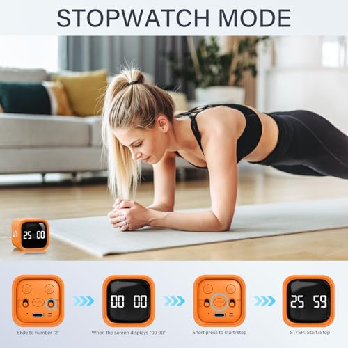 Rotating Productivity Timer 5/25/10/50, Desk Flip Timer for ADHD,Orange - color: Orange