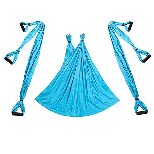 Aerial Trapeze Yoga Hammock Kit - Ultra Strong Antigravity Yoga Flying Sling Inversion Swing Tool Set - color: Blue