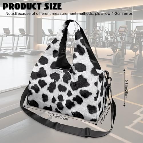 Gym Bag with Yoga Mat Holder Large Tote Bag With Multi Pockets for Women Men Dry Wet Separated Pocket Carryall Yoga Tote Bag for Pilates Travel Workout Office - color: Cow Leopard Print