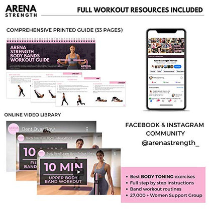 Arena Strength Long Fabric Full Body Resistance Bands, Set of 4