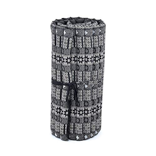Leewadee - Foldable Floor Mattress - Japanese Roll Up Futon -Trifold Tatami Mat- Guest Floor Bed - Camping Mattress - Thai Massage Mat, Kapok Filled, 75 x 28 inches, Black | Foldable and breathable mattress for sleeping, yoga, meditation & massage. Ideal