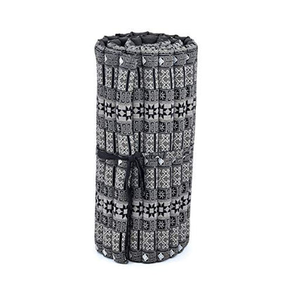 Leewadee - Foldable Floor Mattress - Japanese Roll Up Futon -Trifold Tatami Mat- Guest Floor Bed - Camping Mattress - Thai Massage Mat, Kapok Filled, 75 x 28 inches, Black | Foldable and breathable mattress for sleeping, yoga, meditation & massage. Ideal