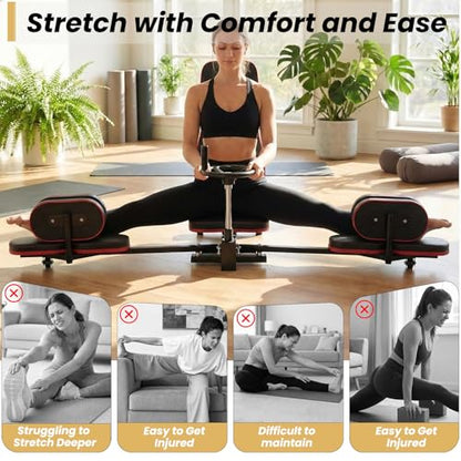 Leg Stretch Machine for Splits, 440LBS Heavy Duty Steel Frame Leg Stretcher, Split Machine Training Fitness for Home Gym, 240° Leg Stretching Equipment for Adults Teens Ballet Dance Gymnastics（Black） - color: Red