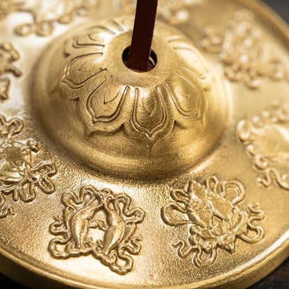 Tibetan Meditation Bell, Brass Tingsha Cymbals with Cloth Bag - size: Eight Symbols