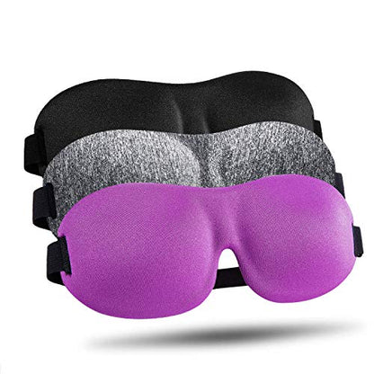 LKY DIGITAL Sleep Mask for Side Sleeper 3 Pack, Blackout 3D Eye Mask - color: Purple & Gray & Black