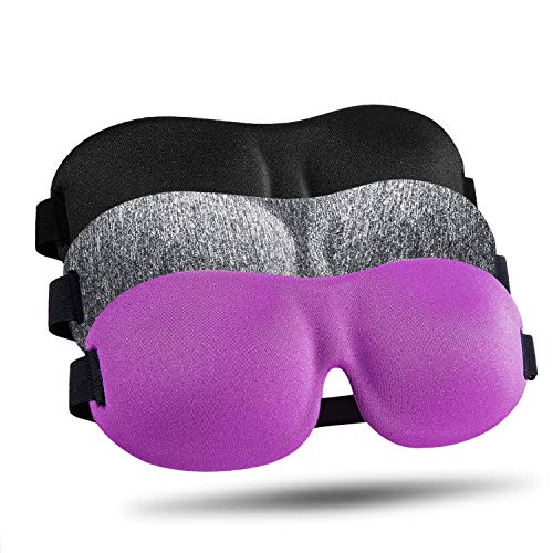 LKY DIGITAL Sleep Mask for Side Sleeper 3 Pack, Blackout 3D Eye Mask - color: Purple & Gray & Black