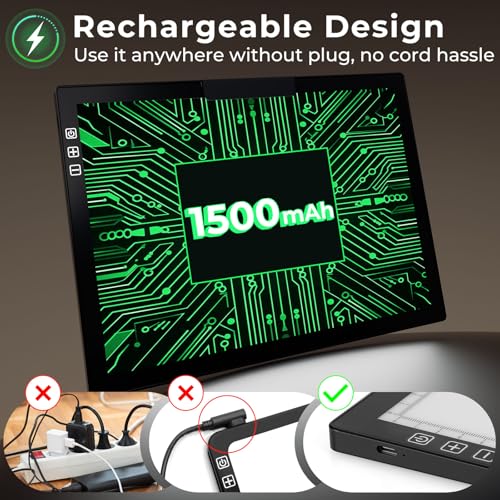 Rechargeable A4 Diamond Art Light Board with Stand, Tracing Light Box | Bylitodt 6 Brightness Artist Table with Clip, LightBoard for Drawing, Weeding Vinyl, Sketching, Diamond Painting Accessories - size: A4