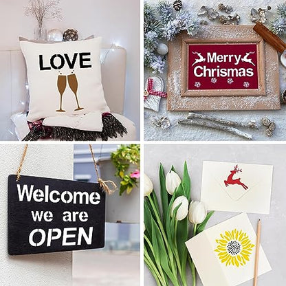 BAMIDELE Letter Stencils for Painting on Wood, 50 Pcs Alphabet Drawing Templates with Numbers, Signs, Flowers, Reusable Plastic Art Craft Stencils - style: Regular Font Stencil