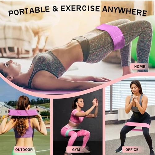 KANGFITER Non-Slip Fabric Resistance Bands for Working Out 3 Levels - color: 1.Green, Pink, Purple 3 PCS