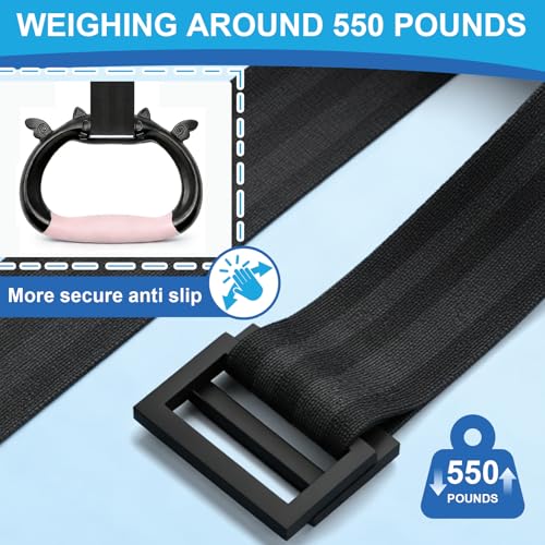 Gymnastics Rings for Kids, Professional Adjustable Extended Straps, 550 lbs Weight Capacity, Featuring Premium Non-Slip Grip Design, Suitable for Indoor/Outdoor Strength and Fitness Training.