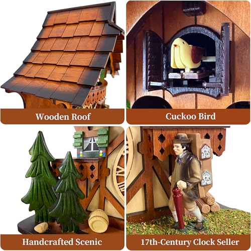 Cuckoo Clock with Rotating Dancers, Black Forest Chalet, Quartz