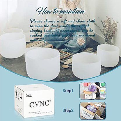 440HZ 8 Inch C Note Root Chakra Frosted Quartz Crystal Singing Bowl Meditation Therapy Sound Healing Instrument Sound Bath Bowl with Carrying Bag | Meditation Therapy, Sound Healing, Sound Bath Bowl, Carrying Bag Mallet and O-ring Included