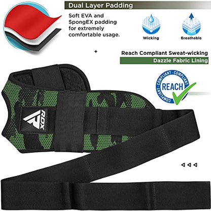 RDX Yoga Stretching Strap, Ankle Ligament Stretcher Belt with Loops Ligament Stretch Band, Fitness Leg Stretcher for Plantar Fasciitis, Foot Stretch Assist for Hamstring, Flexibility Exercise - color: Camo Green