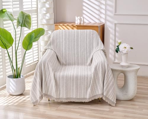 Erke Boho Chair Recliner Throw Cover Chenille Sheet Blanket 71”x71” - color: Beige Coffee, size: 71" x 71"