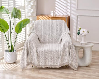Erke Boho Chair Recliner Throw Cover Chenille Sheet Blanket 71”x71” - color: Beige Coffee, size: 71" x 71"
