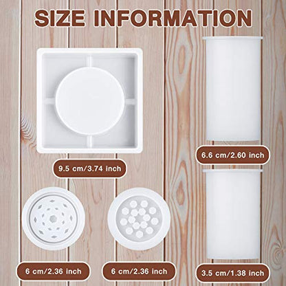 7 Pieces Silicone Resin Casting Moulds Set, Include 2 Universal Lighter Protective Cover Resin Mould Square Coaster Silicone Mould Spice Grinder Epoxy Mould for DIY Craft
