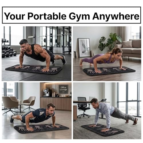 Push Up Guide Mat for Beginners, Non Slip Push Up Training Pad with Hand Placement Positions, 90 x 35 cm 5mm Exercise Mat for Chest, Shoulder & Tricep Home Workouts