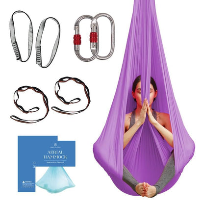 Aerial Yoga Hammock Swing, 4.5 Yards, Aerial Silks with Hardware - color: Lavender, size: 4.5 yards