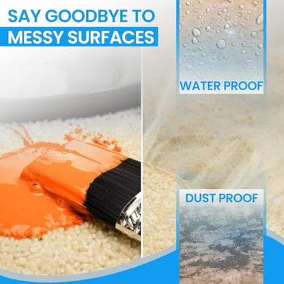 Dirt Defence Plastic Drop Cloth, 9x12 Ft 10 Pack Plastic Sheeting for Painting, Waterproof & Dust-Proof,Tear-Resistance Tarp for Painting, Floor, Furniture Cover Thick & Durable (10 PCS)