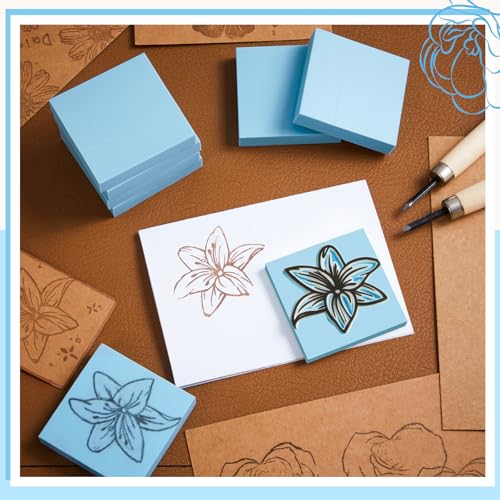 Frienda 24 Pcs 2" x 2" Rubber Carving Blocks Linoleum Blocks for Printmaking, Stamp Making, DIY Crafting, Scrapbook, Painting, Soft and Easy to Carve (Light Blue) - color: Light Blue
