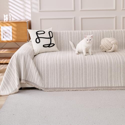 Erke Couch Cover Sheet Blanket 4-Seat High Deep Seat Sofa Cushion Slipcover - color: Beige Coffee, size: 86" x 150"