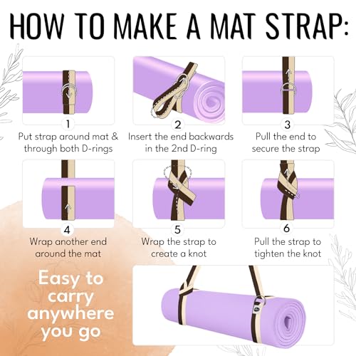 TECEUM 2 IN 1 Yoga & Mat Strap for Stretching – Cotton – 6/8/10 ft - color: Brown Beige, size: 10 ft