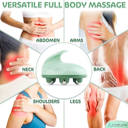 Handheld Lymphatic Drainage Massager - May Reduce Appearance of Cellulite | Cozlow manual massage tool w/ 7 rolling balls, helps support lymph system care, promotes healthy circulation & smoother skin - color: Lymphatic Massager