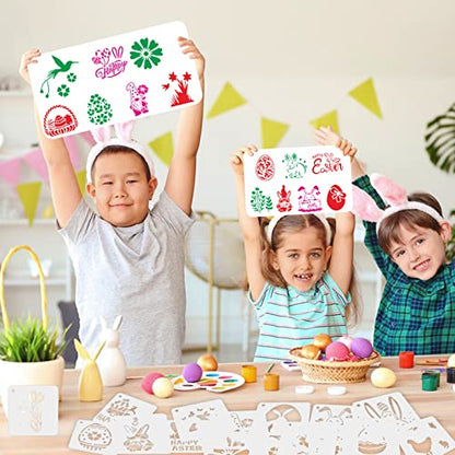 Augshy 56 Pack Easter Stencils, Christian Reusable for Painting Crafts | Holiday Stencils Set, Scrapbooking and Drawing, Wall Floor Decor, DIY Rock Painting, Art Projects, 3 Inch, Easter Painting - style: Easter