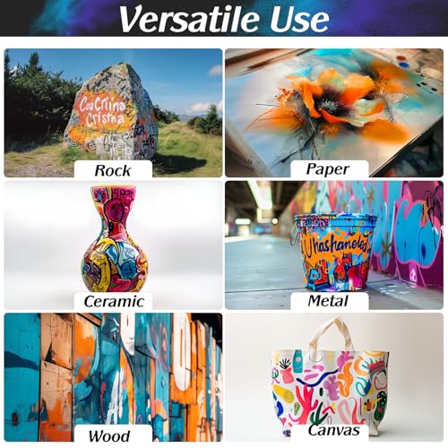 FansArriche Airbrush Paint, 44 Colors with 6 Thinners, 20 ml/Bottle | Acrylic Air Brush Painting Set, Ready to Spray Water-Based Opaque & Neon & Iridescent Airbrush Kit for Beginners, Artists - color: 44 Colors with 6 Thinnners
