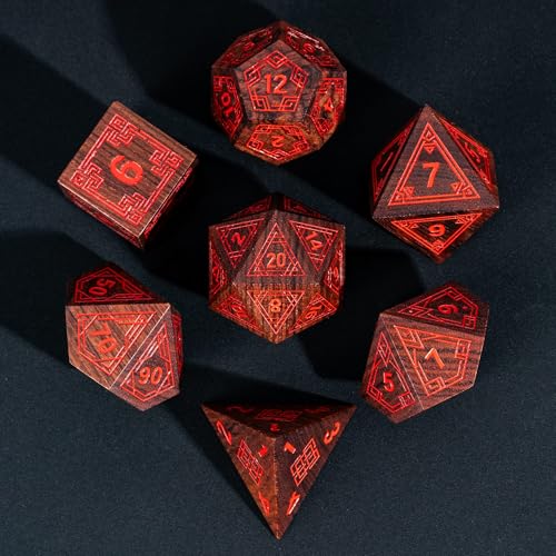 Wooden DND Dice Set Bubinga Wood Polyhedral Dice for Tabletop Games - color: Bubinga Wood-hx