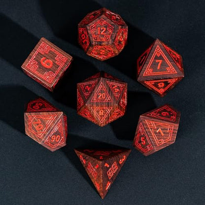 Wooden DND Dice Set Bubinga Wood Polyhedral Dice for Tabletop Games - color: Bubinga Wood-hx