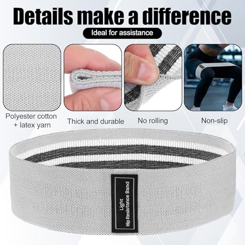 12 Pcs Fabric Resistance Bands for Working Out, for Working Out Booty Workout Stretch Exercise Bands Non Slip for Legs Squat Resistance Loop for Home Gym Workout, Yoga, Pilates
