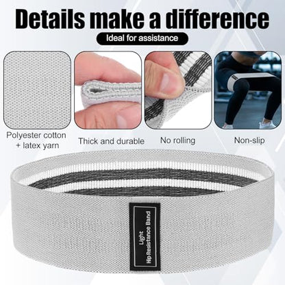 12 Pcs Fabric Resistance Bands for Working Out, for Working Out Booty Workout Stretch Exercise Bands Non Slip for Legs Squat Resistance Loop for Home Gym Workout, Yoga, Pilates