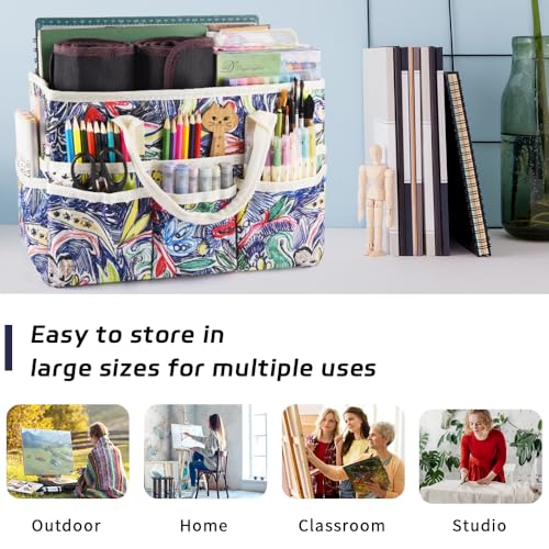 Craft Organizer Tote Bag with Multiple Pockets,Scrapbooking Art Storage | Portable Travel Containers for Caddy,Art and Craft Sewing Bag,Daily Use and Office Supplies Storage.Line Drawing - color: Line Drawing