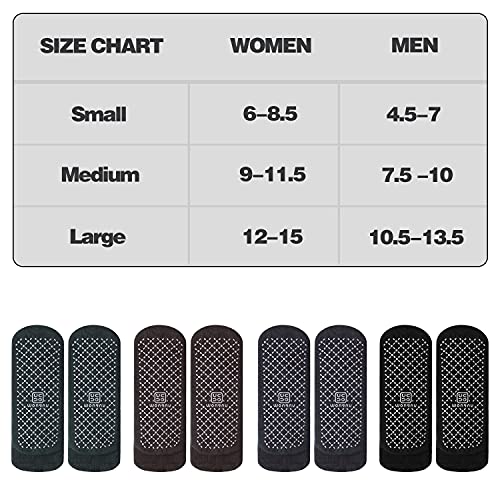 unenow Unisex Non Slip Grip Socks for Yoga Pilates Barre Home & Hospital - color: 4 Pairs-black/Dark Grey/Coffee/Dark Green, size: Small