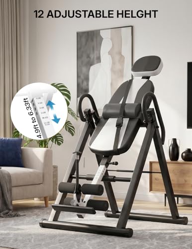 YOLEO Gravity Inversion Table for Back Pain Relief 2026 New Inversion Table | w/Lumbar Support, Easy to Assemble, Back Stretcher Machine 300 lbs - color: Black