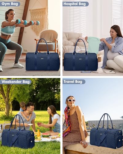 Women Weekender Travel Duffle Bag: Travel Duffel Overnight Bags with Shoe Compartment Large Carry on Tote with Toiletry Bag Weekend Traveling Yoga Gym Hospital Bag for Women with Wet Pocket Blue - color: 05-Blue, size: Large